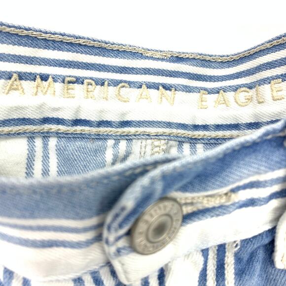 American Eagle Women's Size 2 Striped High Waisted Rise Tapered Leg Mom Jeans - Picture 8 of 10